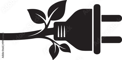 Eco Friendly Energy Concept with Plug and Green Leaves