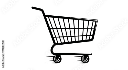 Shopping Cart Icon with Motion Blur Effect, E-commerce and Online Shopping Concept