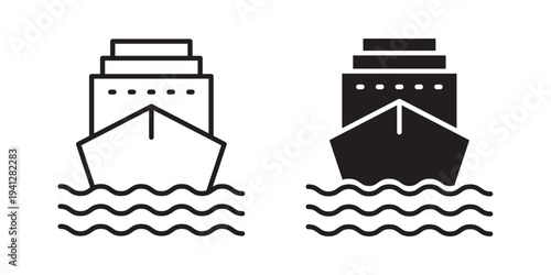 Ship icon for web, design. Linear illustrations, editable strokes