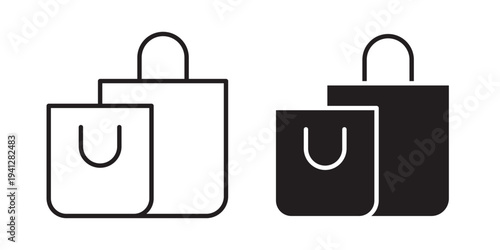 Shopping bag icon for web, design. Linear illustrations, editable strokes