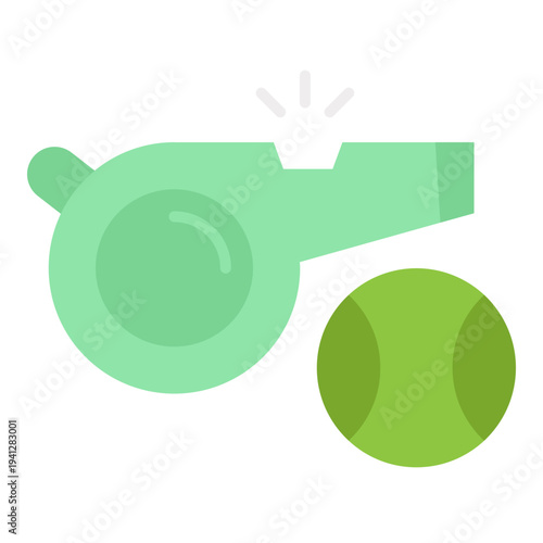 Sports Equipment: Whistle and Tennis Ball Icon Illustration