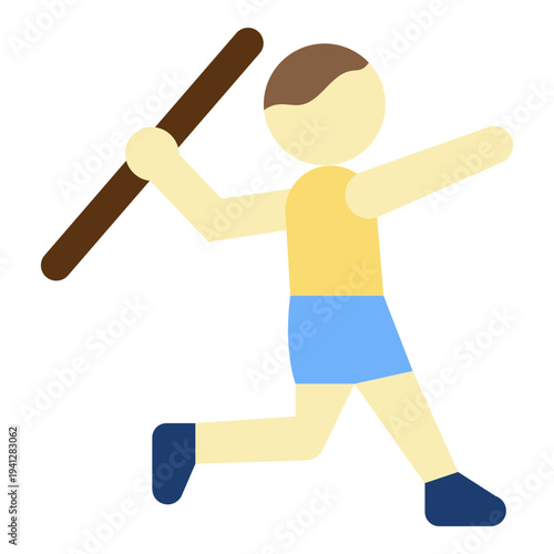 Javelin Thrower Pictogram in Action Pose