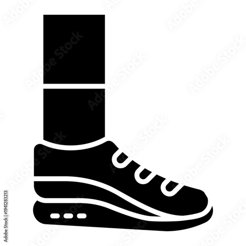Running Shoe Icon with Sock, Sports Footwear Symbol
