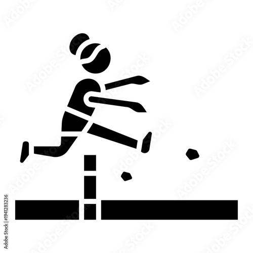 Hurdling Athlete Jumping Over Obstacle in Track and Field