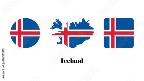 Canvastavla Iceland flag set