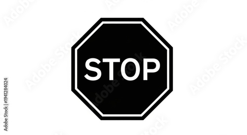 Octagonal graphic symbol for halting movement or action