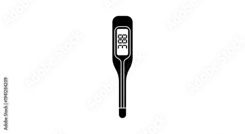 Digital Thermometer Showing High Temperature 38.8 Degrees Celsius, Medical Device Icon