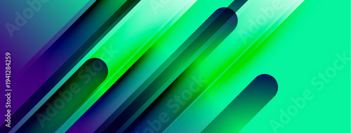 Abstract gradients form dynamic lines. Vivid blues, greens create modern visual impact. Smooth transitions suggest movement, energy.