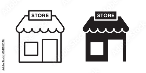 Store icon for web, design. Linear illustrations, editable strokes