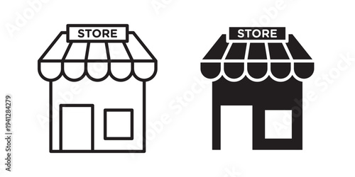 Store icon for web, design. Linear illustrations, editable strokes