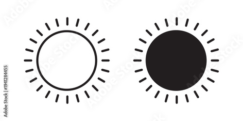 Sun icon for web, design. Linear illustrations, editable strokes