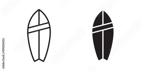 Surfing icon for web, design. Linear illustrations, editable strokes