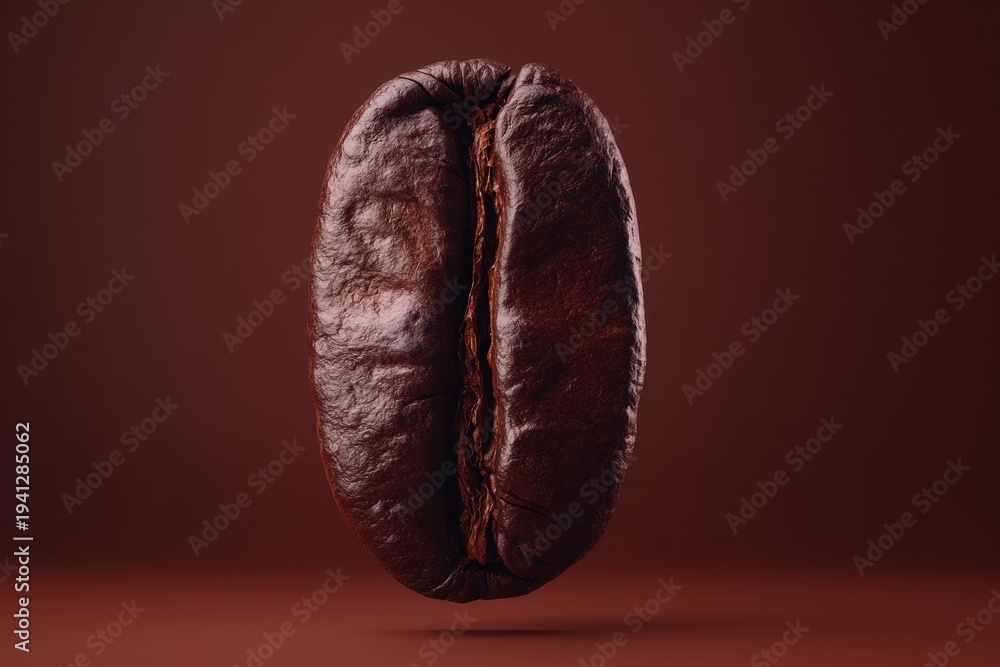 Naklejka premium Single coffee bean on brown background perfect for coffee ads concept