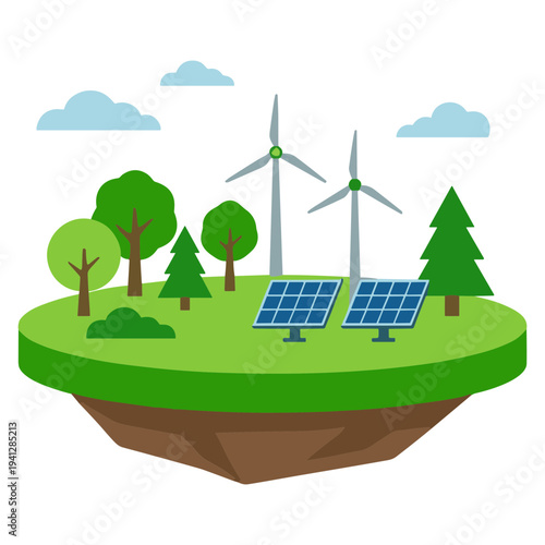 Green Energy City Illustrations of Solar, Wind, and Sustainable Urban Life.