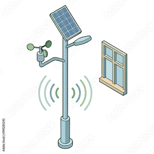 Green Energy City Illustrations of Solar, Wind, and Sustainable Urban Life.