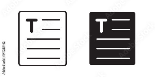 Text icon for web, design. Linear illustrations, editable strokes