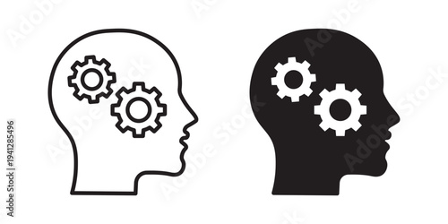 Thinking icon for web, design. Linear illustrations, editable strokes