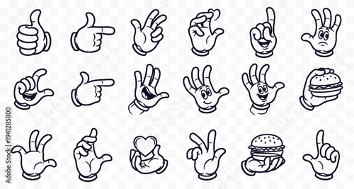 Cartoon Hands Gestures Collection, Drawing Styles, Diverse Actions and Symbols