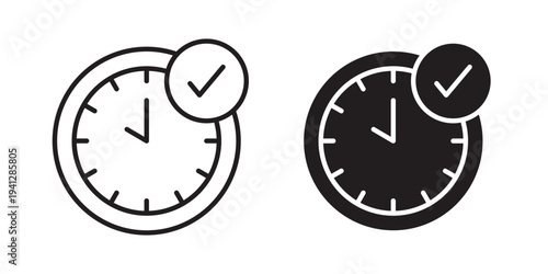 Time check icon for web, design. Linear illustrations, editable strokes