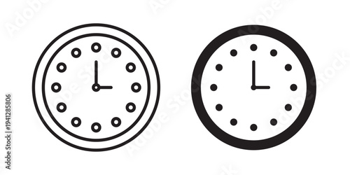 Time clock icon for web, design. Linear illustrations, editable strokes