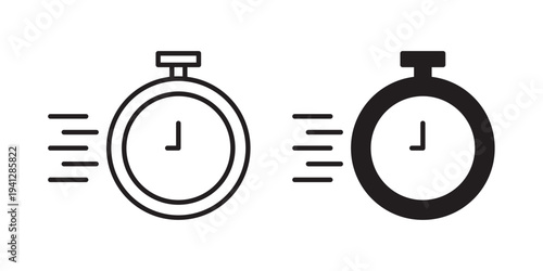 Time fast icon for web, design. Linear illustrations, editable strokes
