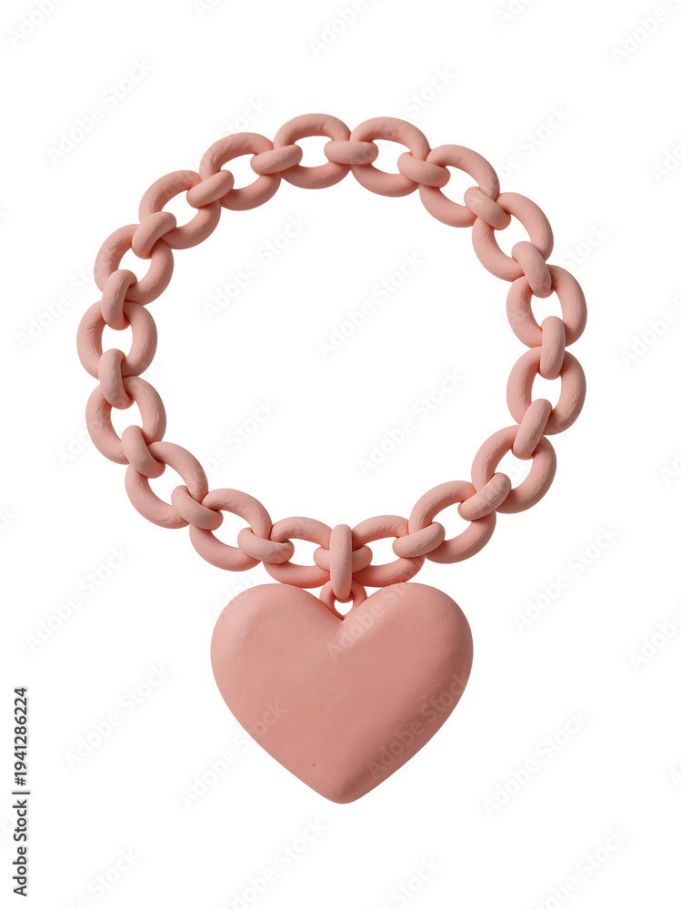 Obraz premium [Transparent Background PNG]Pink Heart Charm Bracelet with Chain