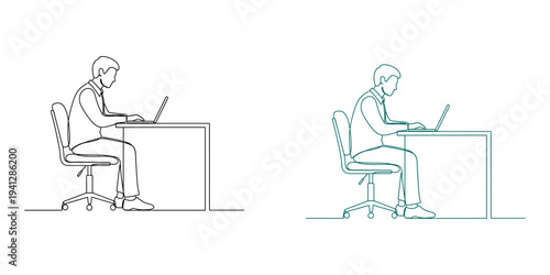 Proper and improper posture at desk