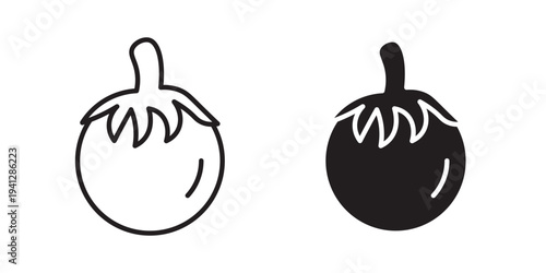 Tomato icon for web, design. Linear illustrations, editable strokes