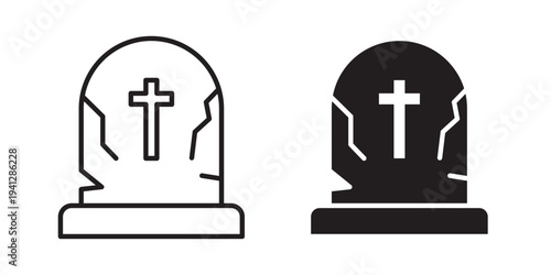 Tombstone icon for web, design. Linear illustrations, editable strokes