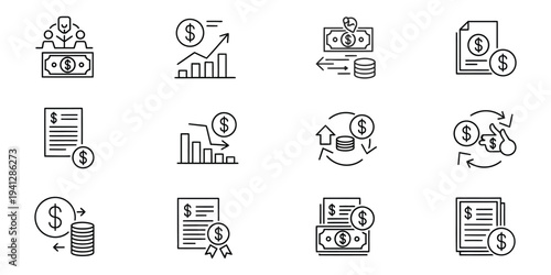 Collection of business and finance icons
