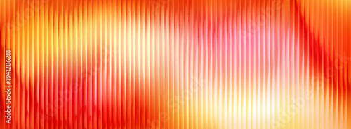 Vibrant glass fractal with gradient red and orange waves, radiant abstract vector background. Glowing geometric patterns with warm light effect. Prismatic neon repeated vertical lines, ribbed texture
