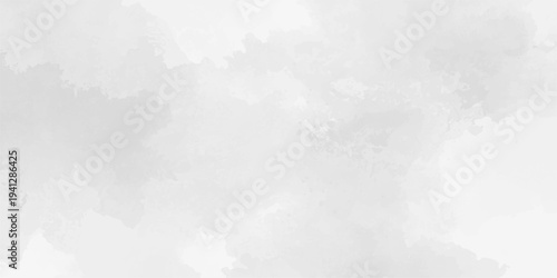 Minimalist light gray and white watercolor texture background with soft paint splatters, delicate ink washes, cloudy gradient paper effect, and subtle grunge details for abstract art design. 