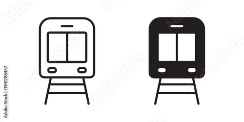 Train icon for web, design. Linear illustrations, editable strokes