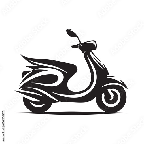 Stylized black and white scooter illustration
