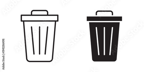 Trash icon for web, design. Linear illustrations, editable strokes