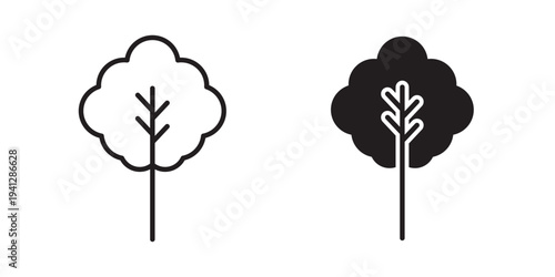 Tree free icon for web, design. Linear illustrations, editable strokes