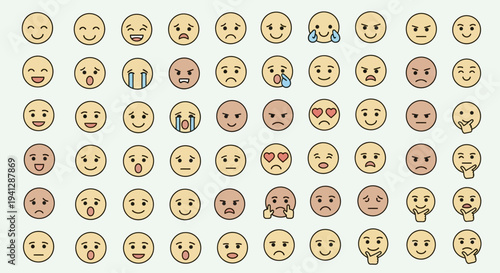 A visual mood tracker chart displaying various smiley faces representing different emotional states for each day of the month.