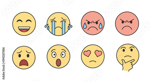 A visual mood tracker chart displaying various smiley faces representing different emotional states for each day of the month.