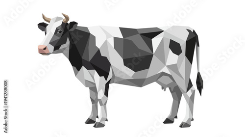 Polygonal Cow Illustration - Low Poly Farm Animal Art
