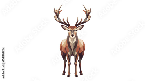 Geometric Deer Head Illustration, Polygonal Art Style, White Background