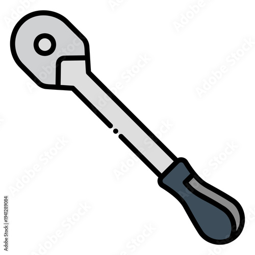 Ratchet Wrench Tool Illustration for Mechanical Work and Repair