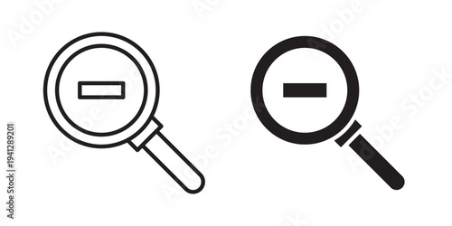 Zoom out icon for web, design. Linear illustrations, editable strokes