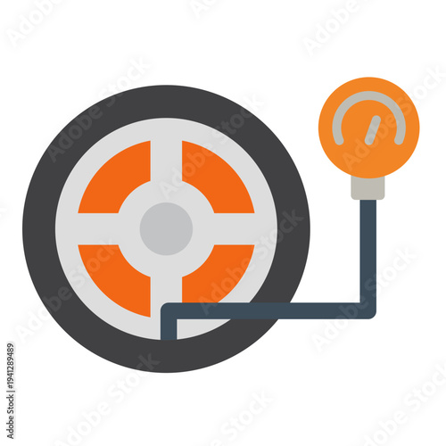 Tire Pressure Gauge Checking Car Wheel Air