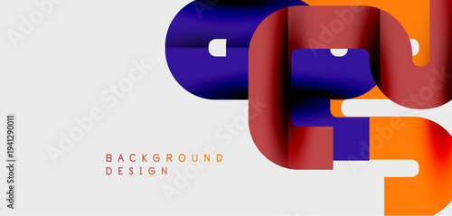 Abstract shapes overlap, creating vibrant color gradients. Modern design elements suggest dynamic movement, visual interest.