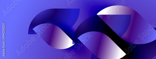 Abstract shapes, vibrant blues, gradients create flowing forms. Modern design, digital art, smooth transitions visible.