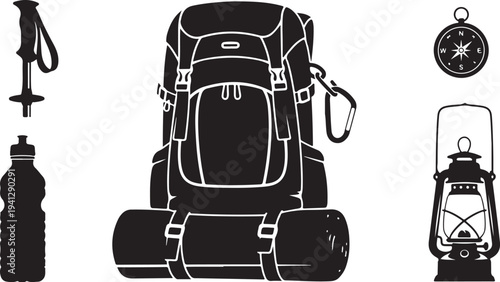 Camping gear and equipment for outdoor adventure travel