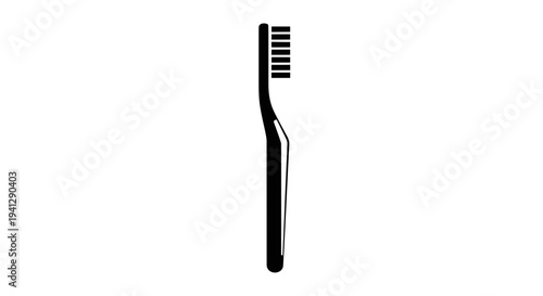 Black Toothbrush Silhouette Isolated on White Background, Dental Hygiene Icon