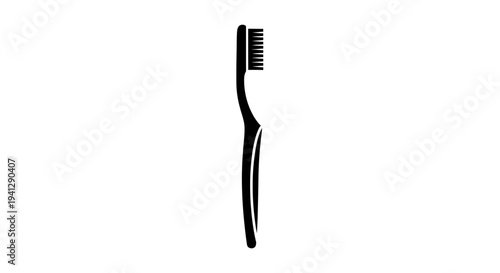 Black Toothbrush Icon Silhouette Isolated on White Background, Dental Hygiene Concept