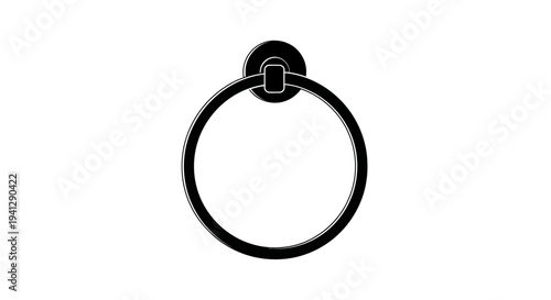 Black towel ring, bathroom accessory, minimalist design, wall mounted, modern hardware