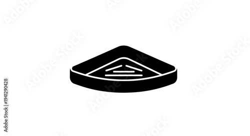 Black triangular soap dish with drainage slots and a clean design, isolated on white background.
